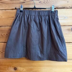 AllSaints Suko Genuine Leather Mini Skirt Brown US 6